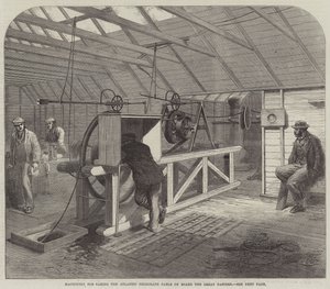 Maschinen zum Verladen des Atlantikkabels auf die Great Eastern von English School