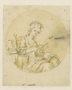 Madame Händel, Mitte des 19. Jahrhunderts (Tinte & Waschung auf Papier) von English School