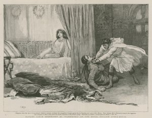 Madame Sarah Bernhardt als Cleopatra im Royal English Opera House von English School
