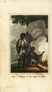 Mann und Frau aus dem Land des Feuers oder Tierra del Fuego von English School