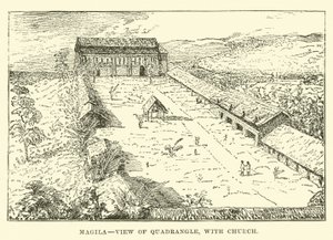 Mangila, Blick auf den Innenhof mit Kirche von English School