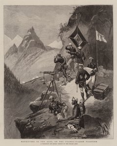 Manöver in den Alpen, an der französisch-italienischen Grenze (Gravur) von English School