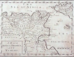 Karte von Africa Propria und Numidien (heutiges Tunesien und Algerien), späte 18. Jahrhundert (Stich)