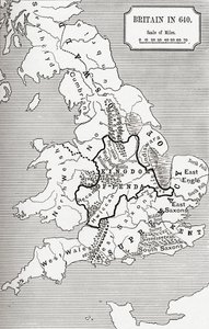 Karte von Britannien im Jahr 640, aus 