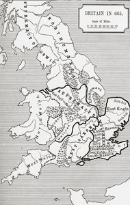 Karte von Britannien im Jahr 665, aus 