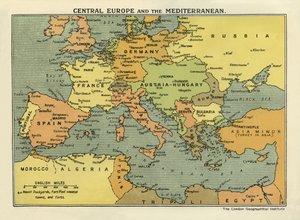 Karte von Mitteleuropa und dem Mittelmeer, aus 
