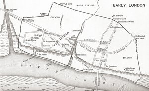 Karte von London im 11. Jahrhundert, aus 