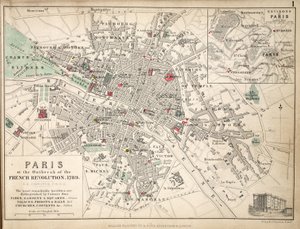 Karte von Paris beim Ausbruch der Französischen Revolution, 1789 von English School