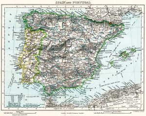 Karte von Spanien und Portugal aus Milner