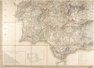 Karte von Spanien, die angeblich vom Herzog von Wellington verwendet wurde von English School