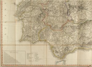 Karte von Spanien, die angeblich vom Herzog von Wellington verwendet wurde von English School