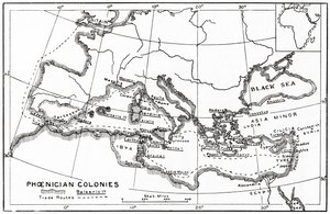 Karte der phönizischen Kolonien und ihrer Mittelmeer-Handelsrouten