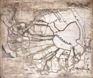 Karte der sieben Marschland-Gemeinden, nach 1581 von English School