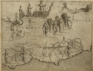 Karte des Südens von England, einschließlich London, Surrey und Sussex