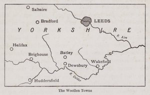 Karte der Wollstädte von Yorkshire (Lithographie) von English School