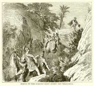 Marsch der spartanischen Armee über die Berge von English School