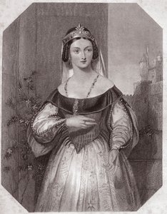 Margarete von Anjou (1430-1482) (Heinrich VI Tragödie in 5 Akten) in - „Galerie des femmes de Shakespeare, Sammlung von fünfundvierzig ernsten Porträts der ersten Künstler Londons, bereichert mit kritischen und literarischen Hinweisen“ um 1838 - aus „Galle von English School