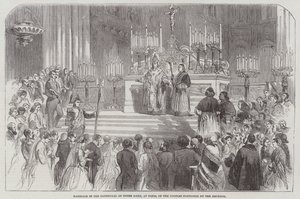 Hochzeit in der Kathedrale Notre Dame in Paris der vom Kaiser beschenkten Paare von English School