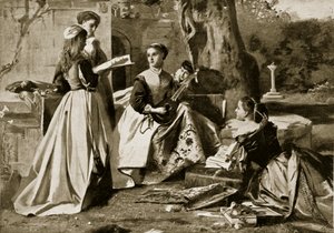 Maria Stuart in einem Klostergarten, Illustration aus Hutchinsons Geschichte der britischen Nation, ca. 1923 von English School