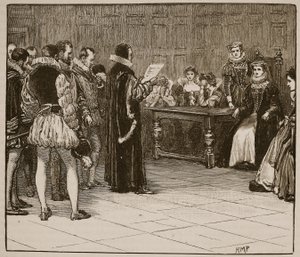 Maria Stuart erhält die Nachricht von ihrem Schicksal, Illustration aus Cassells Illustrierter Geschichte Englands