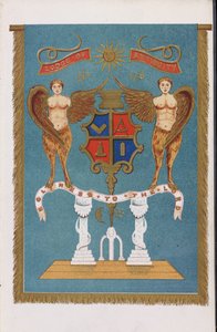 Freimaurerloge-Emblem mit Wappen und Engeln von English School