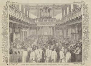 Maundy-Geldprozession in der Whitehall-Kapelle am Gründonnerstag, 1844 von English School