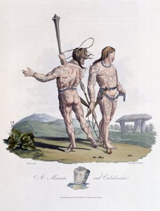 Maxata und Kalidonier mit bemaltem Körper - in „Celts and Goths, customs of the inhabitants of the British Isles of the early 6th century and of the Goth nations of the west coast of the Baltic“, von S.R. Meyrick und Ch. Smith