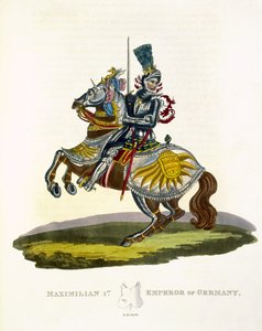 Maximilian I., König von Deutschland und Heiliger Römischer Kaiser (1459-1519) 1498, aus Ancient Armour von Samuel Rush Meyrick, 1824 von English School