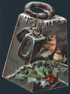 Gewichtsmessung und Rotkehlchen, Weihnachtskarte von English School