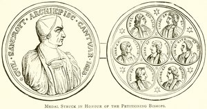 Medaille zu Ehren der petitionierenden Bischöfe geprägt von English School