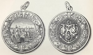 Medaille zur Erinnerung an Admiral Robert Blakes Siege über die Niederländer im Jahr 1653, aus A Short History of the English People von J. R. Green, veröffentlicht 1893 von English School