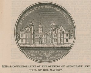 Medaille zur Erinnerung an die Eröffnung von Aston Park und Hall durch Ihre Majestät von English School