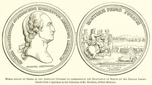 Medaille, die vom amerikanischen Kongress zur Erinnerung an die Evakuierung von Boston durch die britischen Truppen geprägt wurde von English School