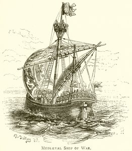 Mittelalterliches Kriegsschiff von English School