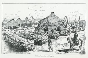 Mittelalterliche Tartarenzelte und Wagen