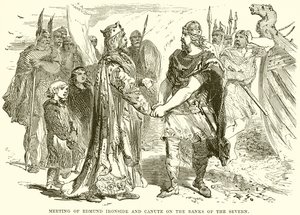 Treffen von Edmund Ironside und Canute am Ufer des Severn von English School