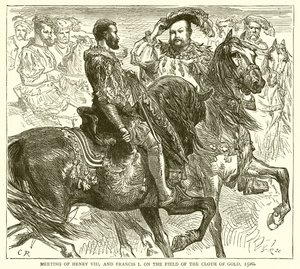 Treffen von Heinrich VIII. und Franz I. auf dem Feld des Goldenen Tuchs, 1520 von English School