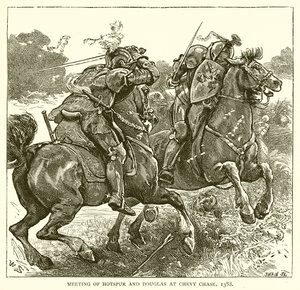 Treffen von Hotspur und Douglas bei Chevy Chase, 1388 von English School