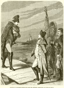 Treffen von Napoleon Buonaparte und Kaiser Alexander von Russland in Tilsit von English School