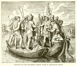 Treffen des Kaisers Valens mit einem barbarischen Häuptling von English School