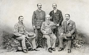 Mitglieder der Emin-Pascha-Entsatzexpedition von Sir Henry Morton Stanley, 1890 (Holzstich)