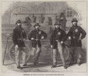 Mitglieder der Freiwilligen Feuerwehr von Coventry (Stich) von English School