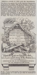 Gedenkstein für den verstorbenen Mr. Braidwood (Stich) von English School
