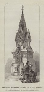 Gedenkbrunnen, Guildhall Yard, London, Mr. John Robinson, Architekt, Mr. Joseph Durham, ARA, Bildhauer (Gravur) von English School