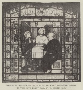 Gedenkfenster in der Kirche St. Martin-in-the-Fields für den verstorbenen Right Honourable W H Smith, MP von English School