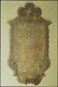Gedenkstätte für Thomas Duke, 1750 (bemaltes Holz) von English School