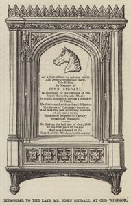 Gedenkstätte für den verstorbenen Mr. John Siddall, in Old Windsor (Stich) von English School