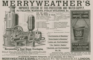 Merryweathers verbessertes System des Brandschutzes und der Wasserversorgung von English School