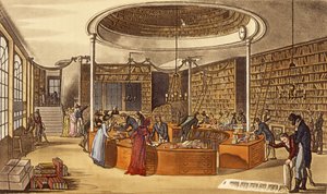 Messrs Lackington Allen und Co., 1809, Buchhändler Tempel der Musen, Finsbury Square aus Ackermanns Repository of Arts, Literature, Commerce, Manufacture, Fashions and Politics, veröffentlicht 1809 von English School