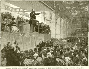 Erweckungstreffen von Moody und Sankey in der Agricultural Hall, London von English School